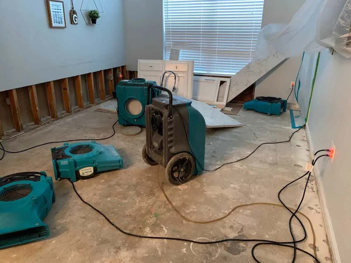 Dehumidifier in flood-cut room for Water Damage Restoration in Tuskegee